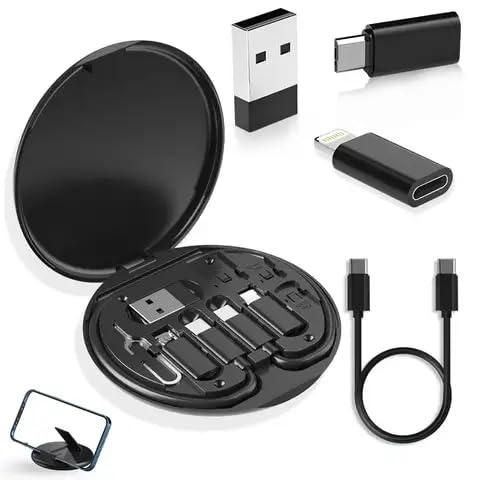 Fast Charging Travel Cable Set - 60W Multi USB-C Micro USB Lightning Cable Kit with Storage Box