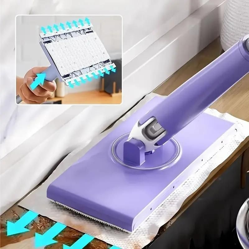 Easy-Clean Mini Mop With Auto Cloth Grip - Compact Cleaning Tool